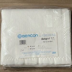 Vintage Beacon Baby Classic Virgin Acrylic Blanket 36 X 50”White Nylon Trim NWT‎